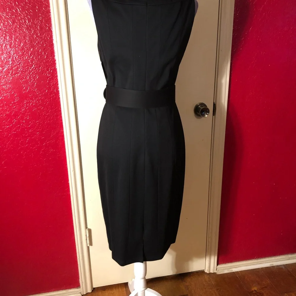 Kay Unger Black Sleeveless Belted Dress - Picture 4 of 10